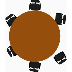 圆形办公会议桌椅矢量图