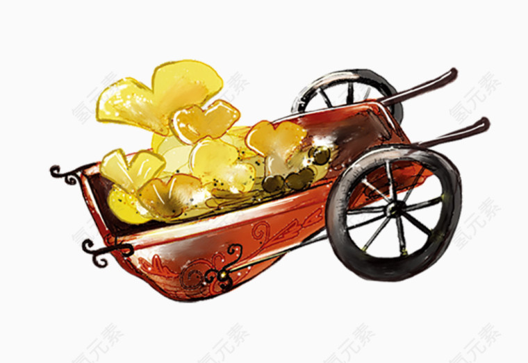 装着落叶的手推车