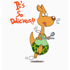 可爱矢量卡通彩色奔跑袋鼠