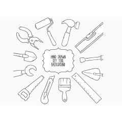 木工背景用手工绘制工具