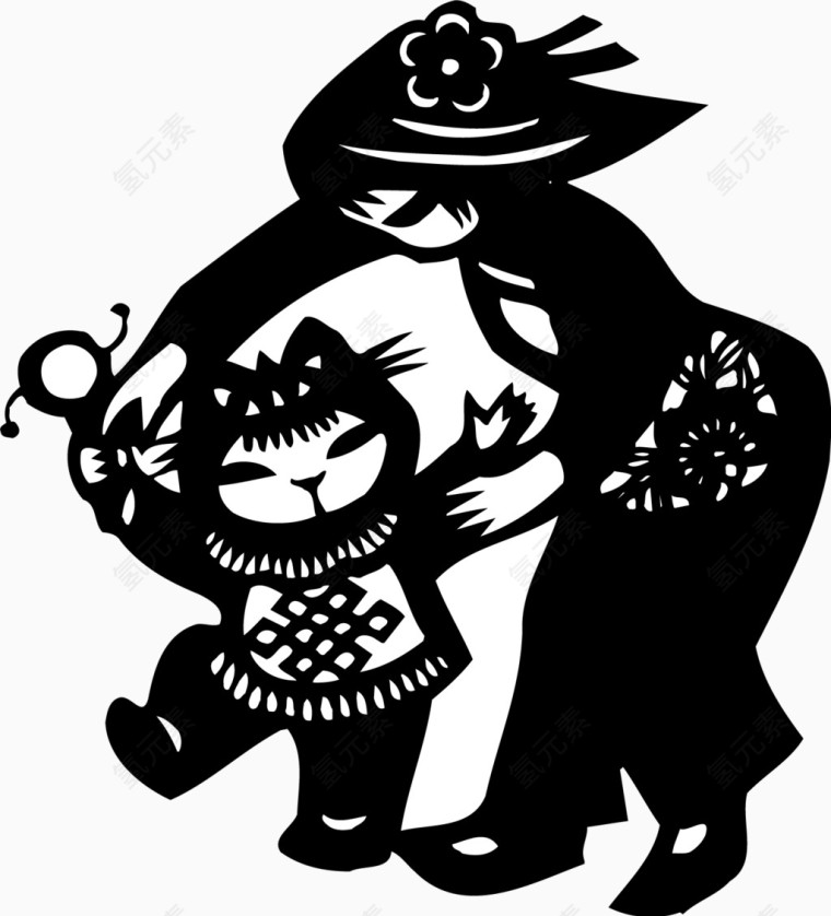 浓浓的母爱矢量剪纸1