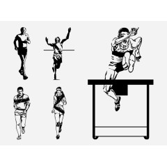 黑白跨栏运动员