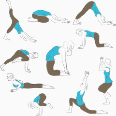 做瑜伽的卡通女孩
