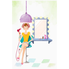 卡通美容美发美女