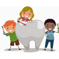 牙齿和卡通小孩