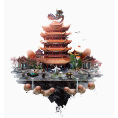 创意海报设计-宝塔书轴