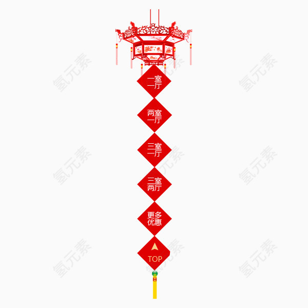 手绘红色灯笼条幅