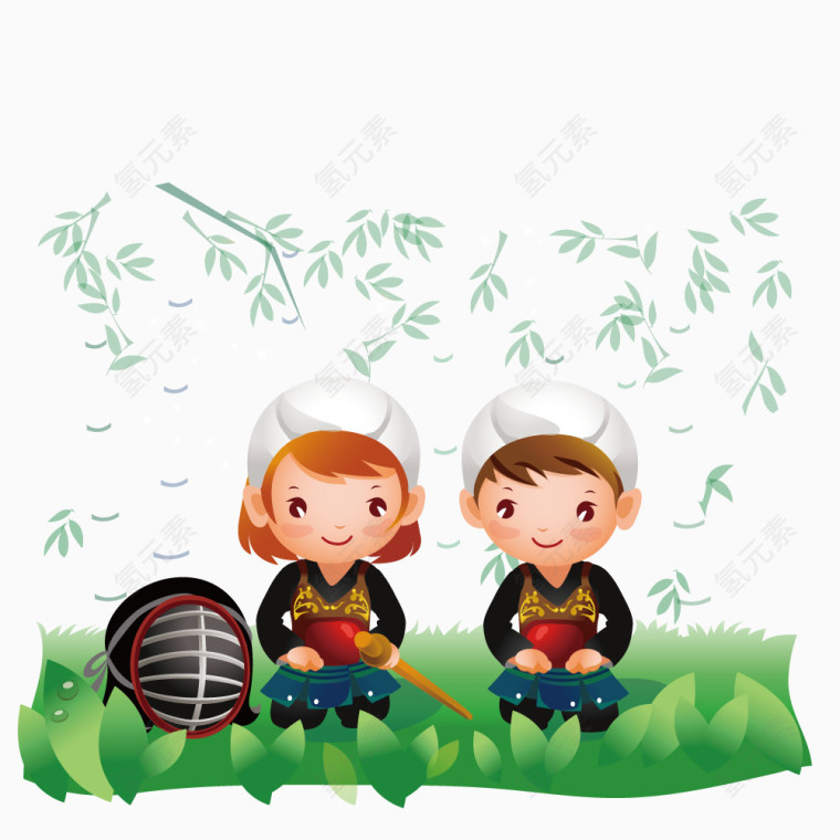 穿民族服装的外国小情侣