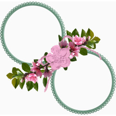 丰盛花装饰的圆形边框