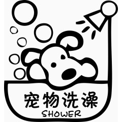卡通宠物店宠物狗洗澡沐浴