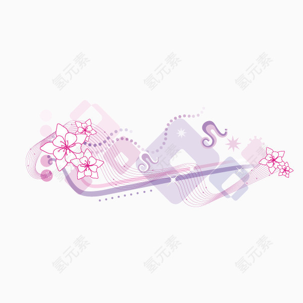 文案背景元素 淡紫色 渐变 方块 花朵