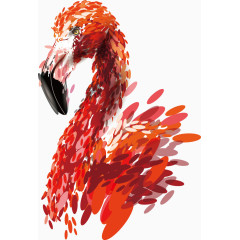 色块拼接火烈鸟