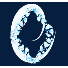 蓝色异形动感透明水晶水滴