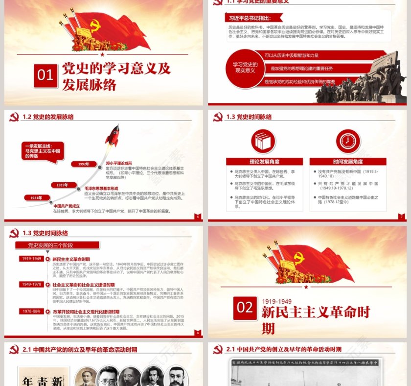 红色大气中共建党节光辉的历程PPT第2张