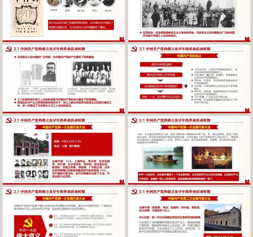 红色大气中共建党节光辉的历程PPT第3张