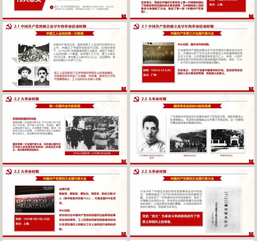 红色大气中共建党节光辉的历程PPT第4张