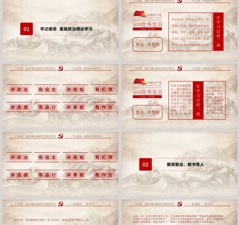 做新时代的优秀党员党政工作汇报PPT第2张