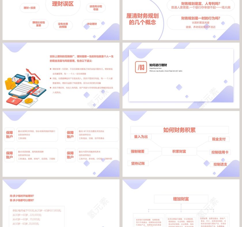简约蓝色小清新金融理财规划演讲介绍ppt第3张
