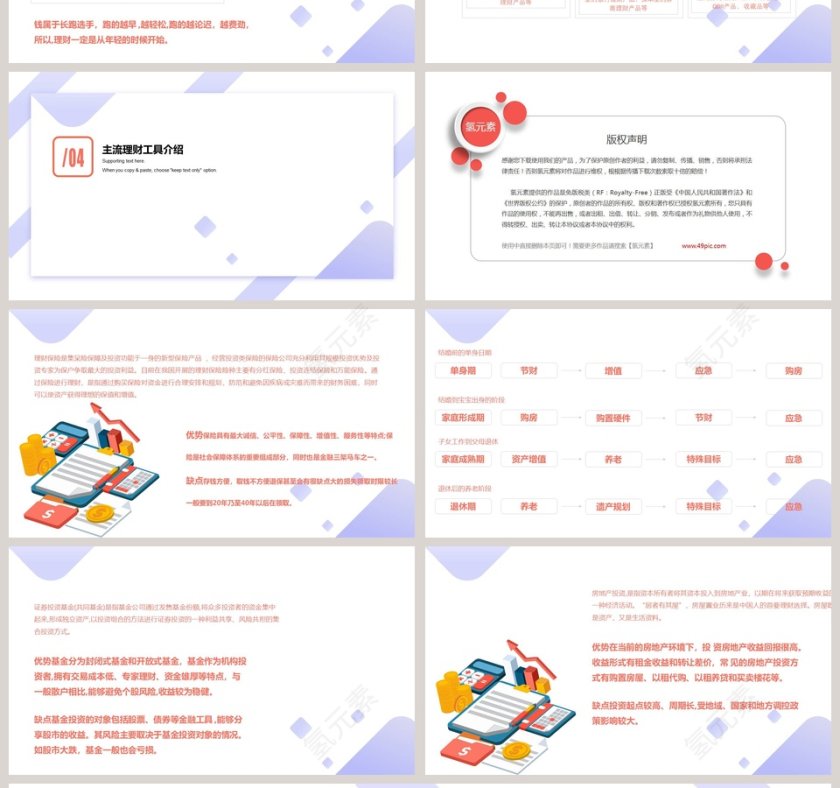 简约蓝色小清新金融理财规划演讲介绍ppt第4张