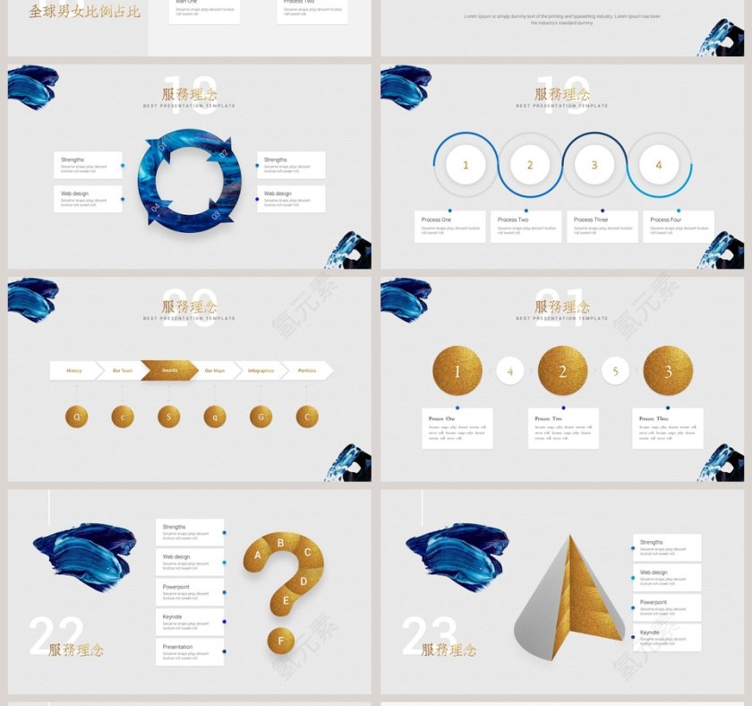 简约清新创意水彩泼墨工作通用PPT第4张