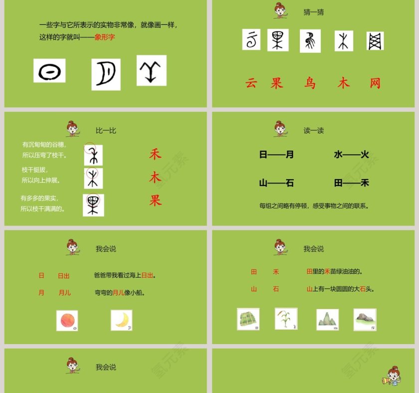 小学一年级认识汉字日月水火语文课件PPT第2张