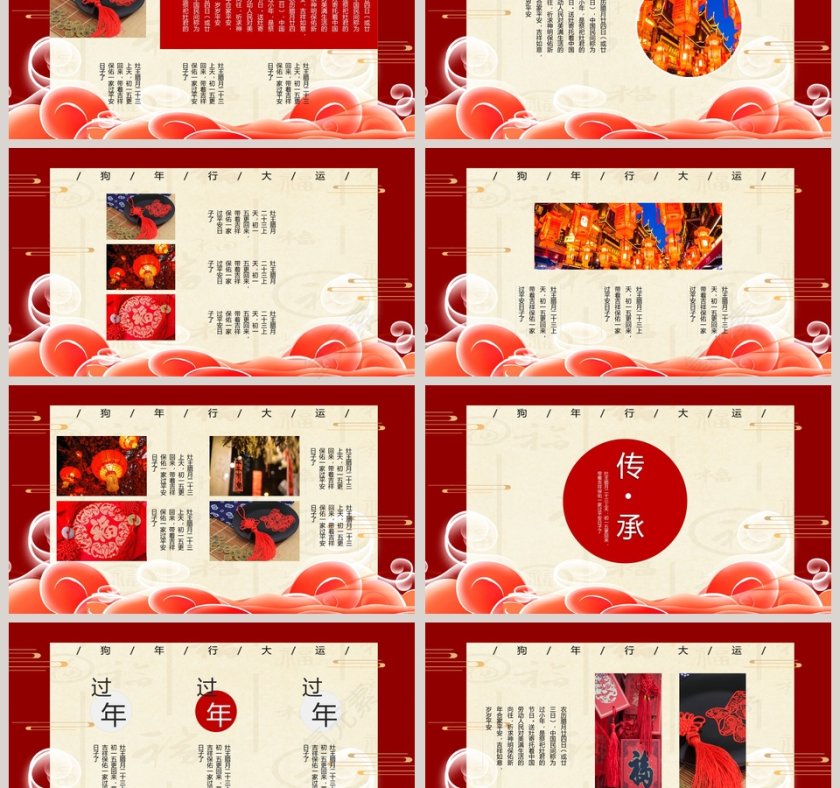 红色简约中国风小年庆典PPT第3张