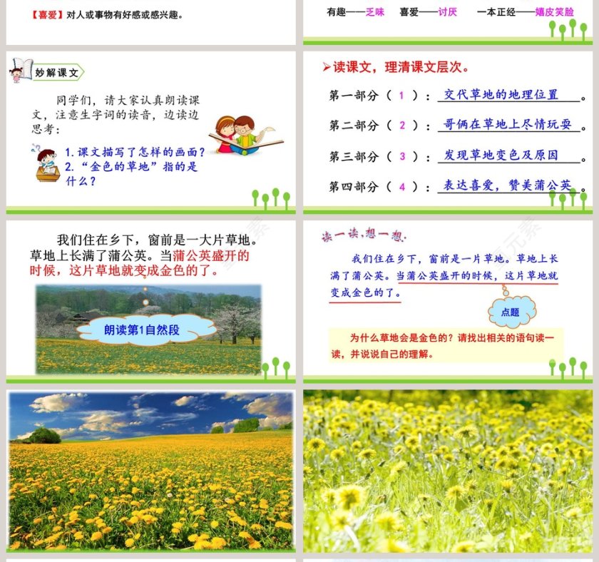 三年级语文上册金色的草地PPT课件第4张