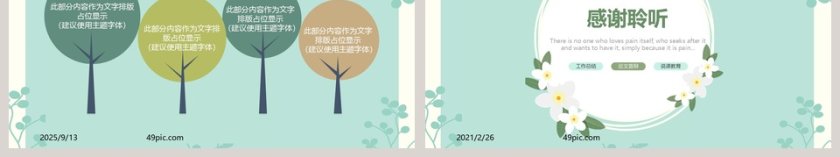 绿色清新淡雅花卉通用PPT模板第6张