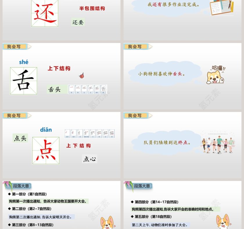 卡通一年级语文上册动物王国开大会语文课件PPT第3张