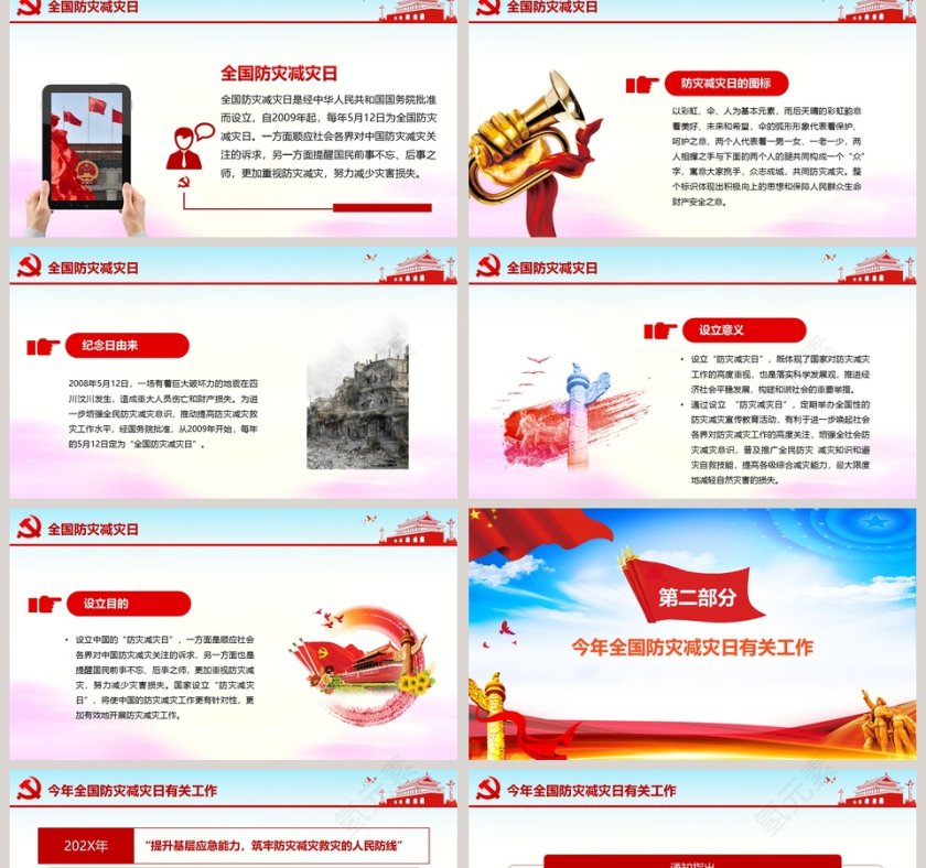 全国防灾减灾日PPT模板第2张