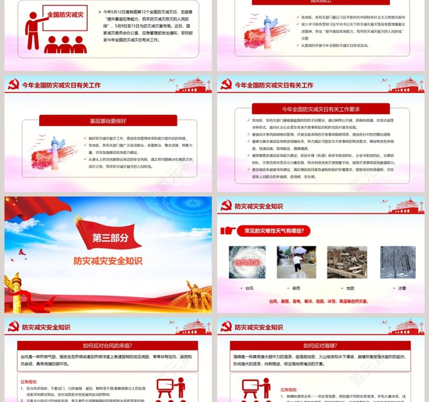 全国防灾减灾日PPT模板第3张