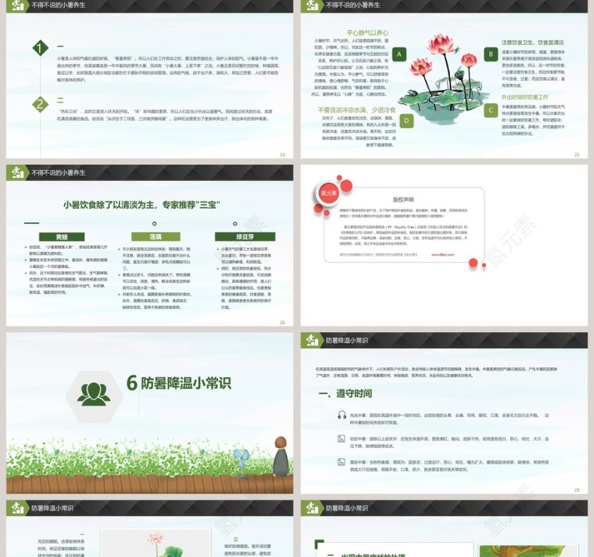 简约小清新二十四节气小暑主题班会教育PPT模板第5张