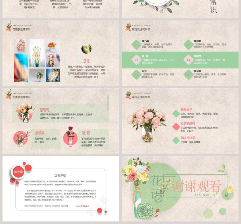 彩色简约清新花语插花基础培训PPT第4张