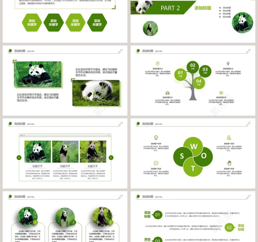 国宝熊猫教育培训专用PPT模板第3张