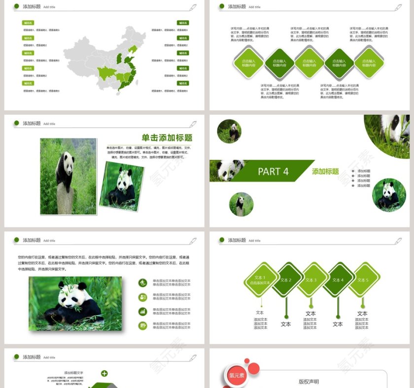 国宝熊猫教育培训专用PPT模板第5张