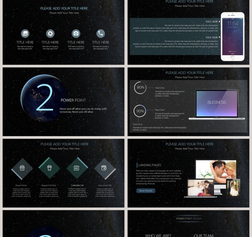 简约大气炫酷宇宙星空科技动态PPT模板第2张