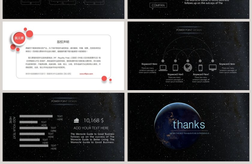 简约大气炫酷宇宙星空科技动态PPT模板第4张