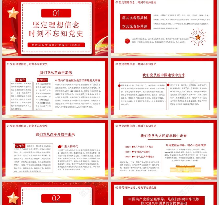 知党史感党恩跟党走庆祝中国共产党成立100周年专题党课PPT模板第2张