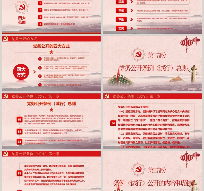 最新红色党建风中国共产党党务公开条例党课学习PPT模板第3张