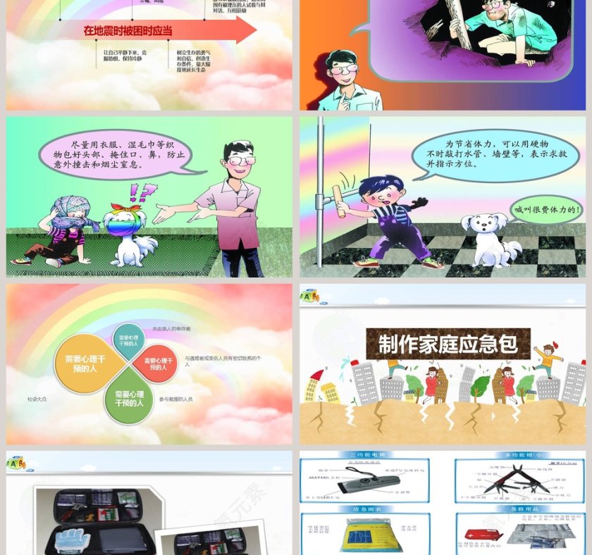 抗震救灾主题班会儿童地震防灾PPT模板第9张