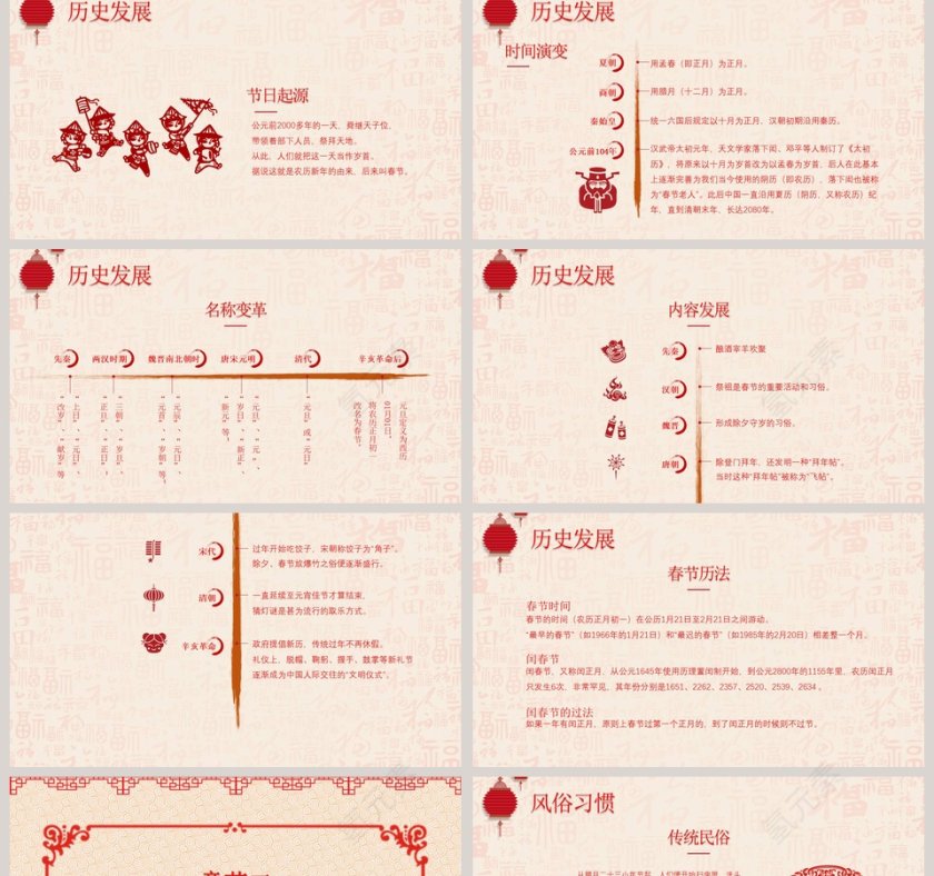 红色中国剪纸风春节传统文化ppt第2张