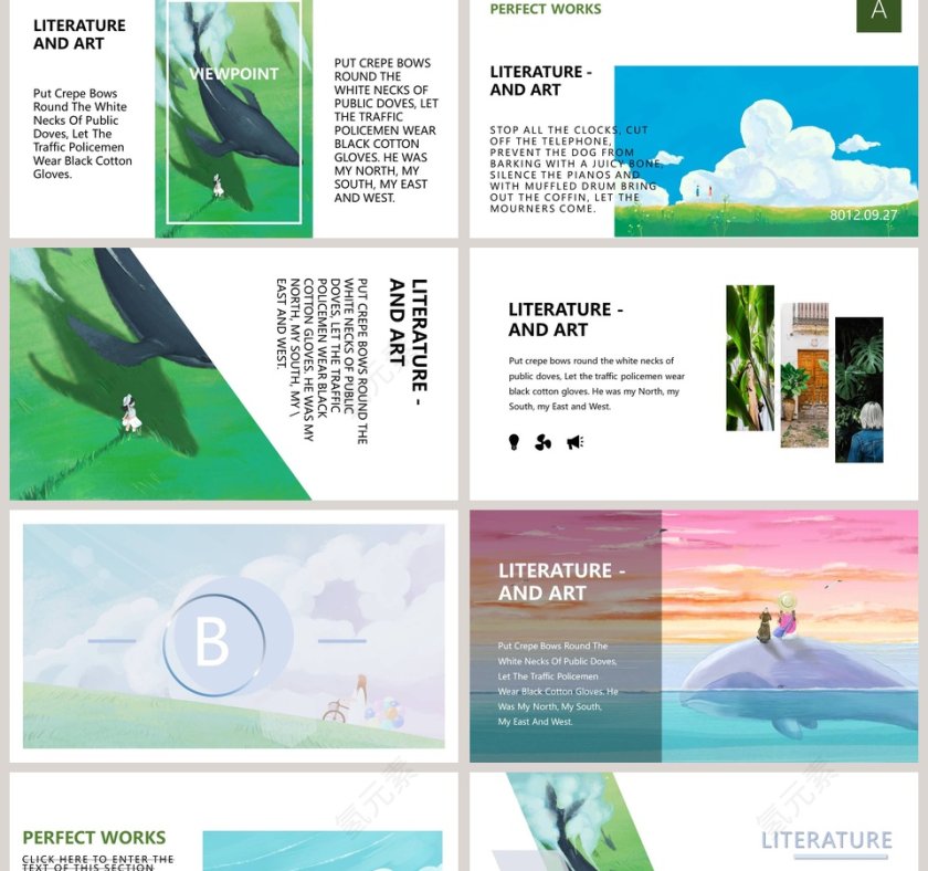 小清新森系杂志风通用PPT模板第2张