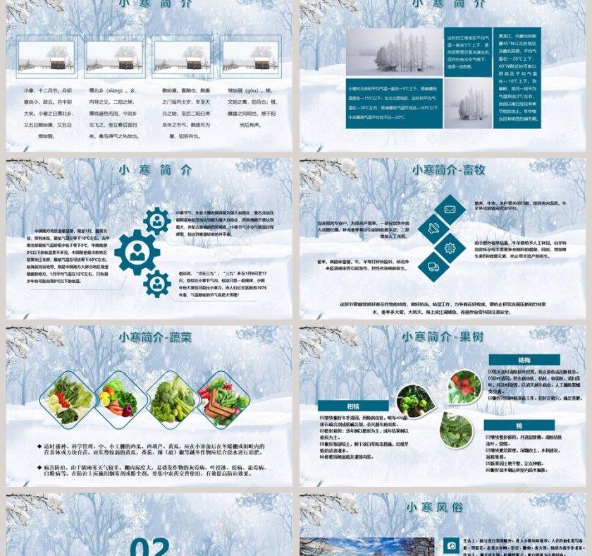 蓝色简约传统小寒传统节气介绍PPT第2张