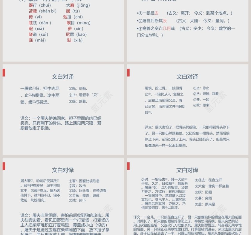语文教学课件狼PPT模板第3张