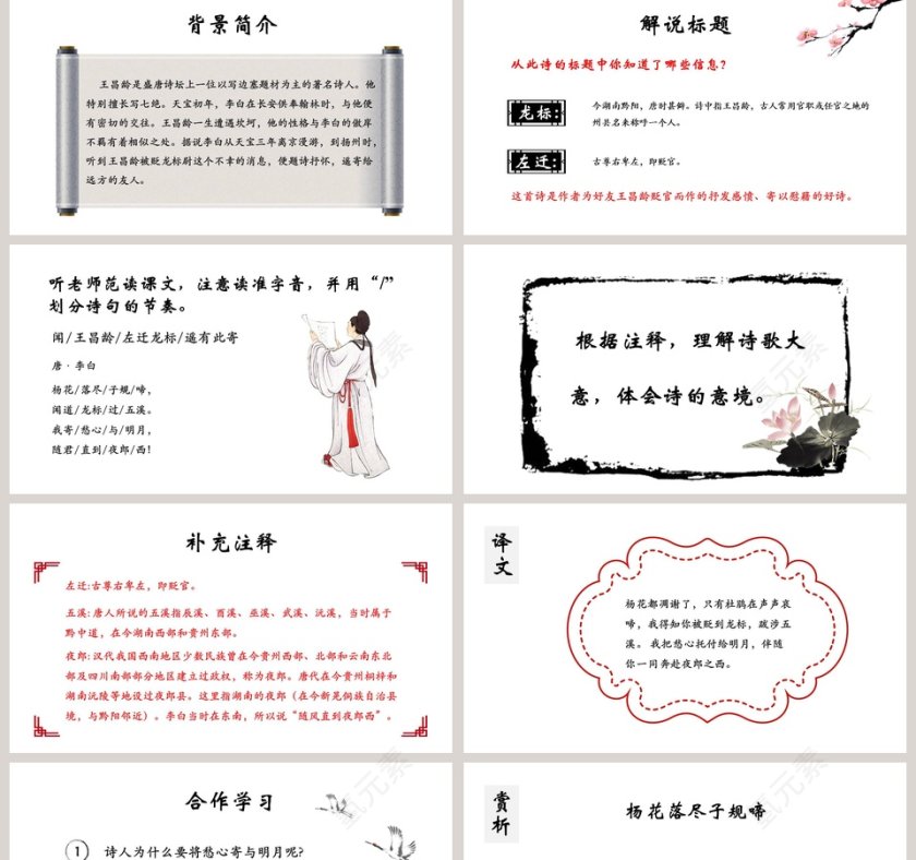 初中语文课件PPT《闻王昌龄左迁龙标遥有此寄 》   第2张