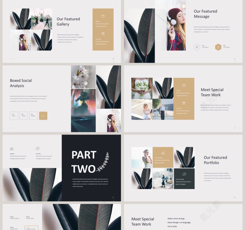 欧式小清新商务工作通用ppt第2张