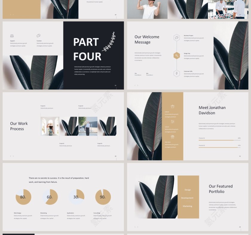 欧式小清新商务工作通用ppt第4张