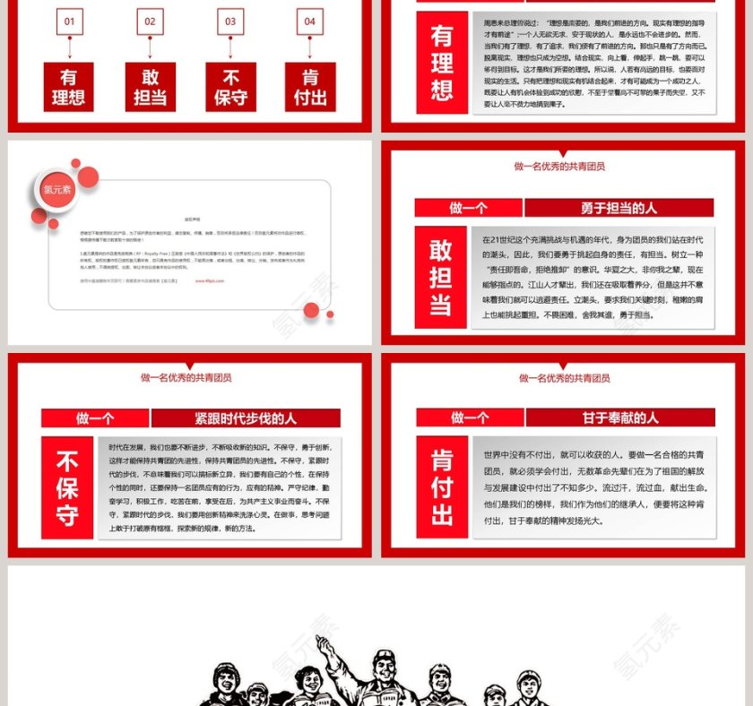 做合格共青团员培训教育党史党课课件PPT模板第6张