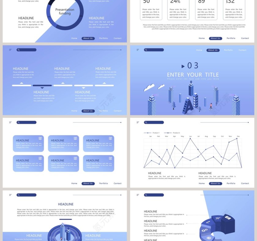 蓝色商务商业计划书PPT模板第3张