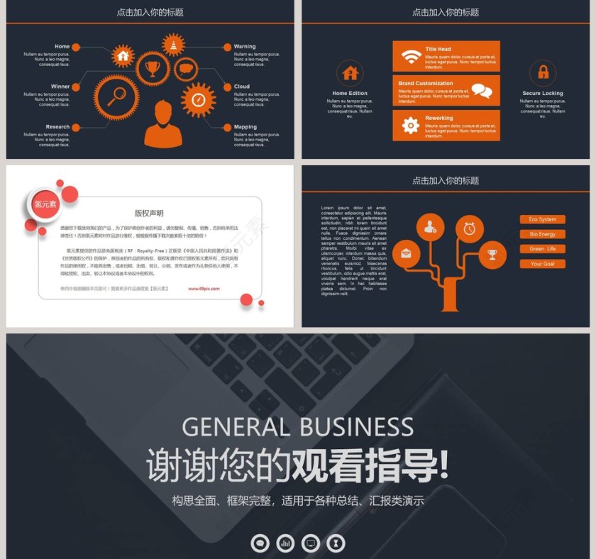 框架完整汇报类企业职位通用PPT模板第5张